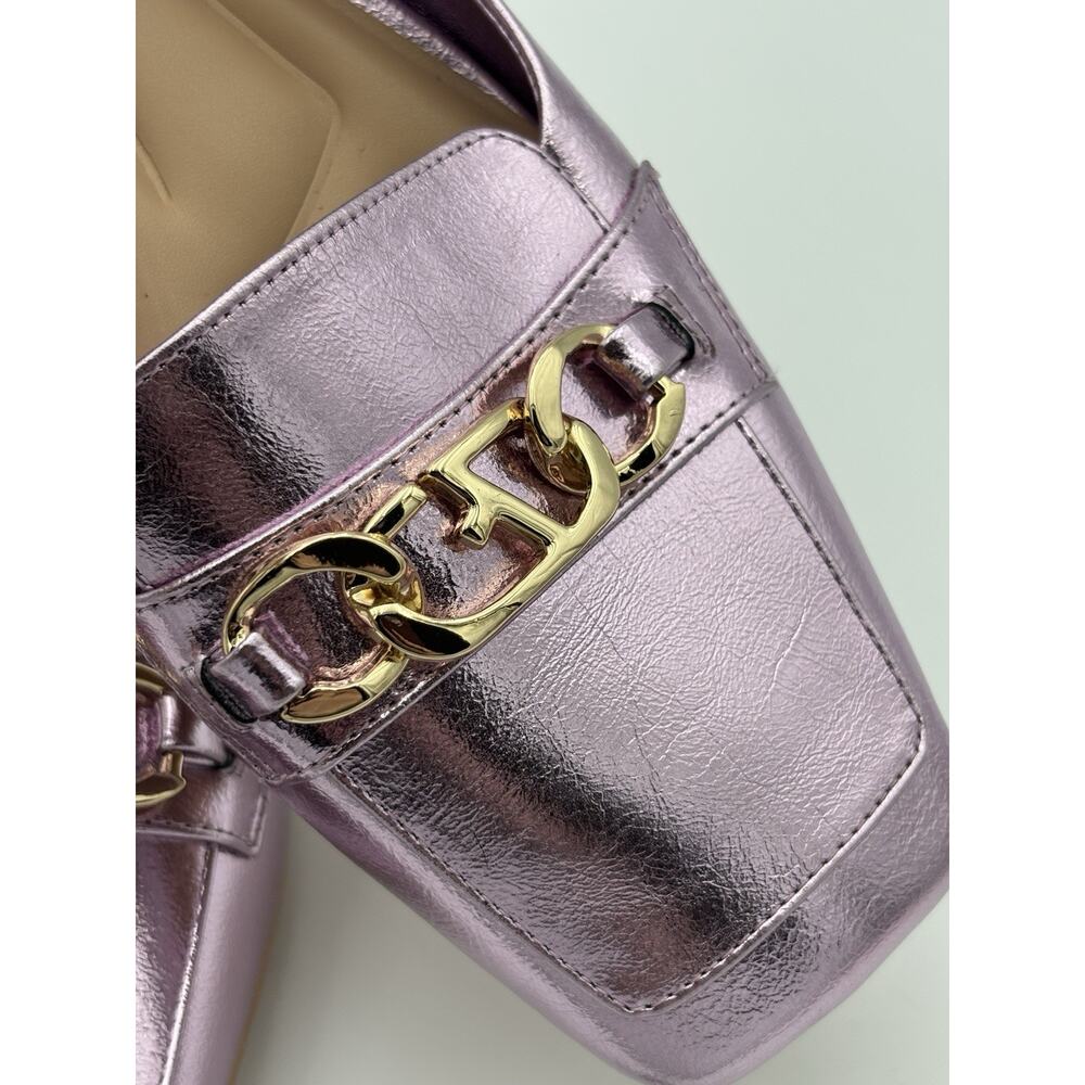 Franco Sarto Loafers Flats Pink Metallic Size 10 Chain Accent - Picture 9 of 13
